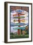 Columbia River Gorge, Oregon Destinations Sign-Lantern Press-Framed Art Print