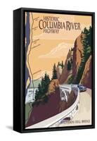 Columbia River Gorge, Oregon - Historic Columbia River Highway-Lantern Press-Framed Stretched Canvas