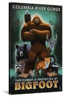 Columbia River Gorge - Respect Our Wildlife - Bigfoot-Lantern Press-Stretched Canvas