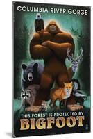 Columbia River Gorge - Respect Our Wildlife - Bigfoot-Lantern Press-Mounted Art Print