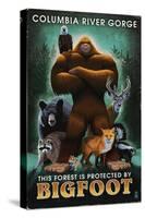 Columbia River Gorge - Respect Our Wildlife - Bigfoot-Lantern Press-Stretched Canvas