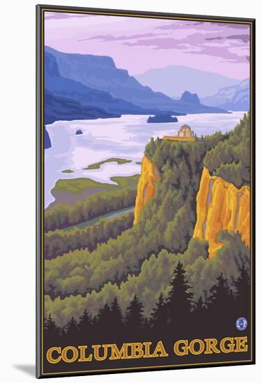 Columbia River Gorge Scene With Crown Point-null-Mounted Poster