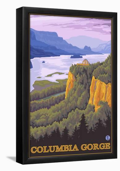 Columbia River Gorge Scene With Crown Point-null-Framed Poster