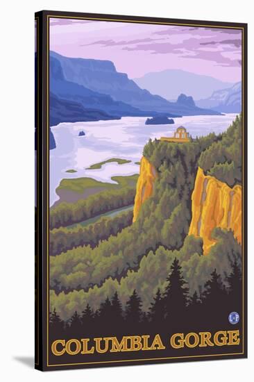 Columbia River Gorge Scene with Crown Point-Lantern Press-Stretched Canvas