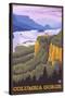 Columbia River Gorge Scene with Crown Point-Lantern Press-Stretched Canvas