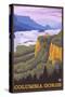 Columbia River Gorge Scene with Crown Point-Lantern Press-Stretched Canvas