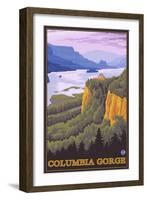 Columbia River Gorge Scene with Crown Point-Lantern Press-Framed Art Print