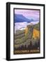 Columbia River Gorge Scene with Crown Point-Lantern Press-Framed Art Print