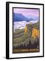 Columbia River Gorge Scene with Crown Point-Lantern Press-Framed Art Print