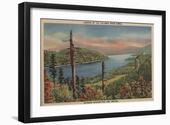 Columbia River Gorge View Between Washington and Oregon - Columbia Gorge-Lantern Press-Framed Art Print