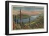 Columbia River Gorge View Between Washington and Oregon - Columbia Gorge-Lantern Press-Framed Art Print