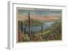 Columbia River Gorge View Between Washington and Oregon - Columbia Gorge-Lantern Press-Framed Art Print