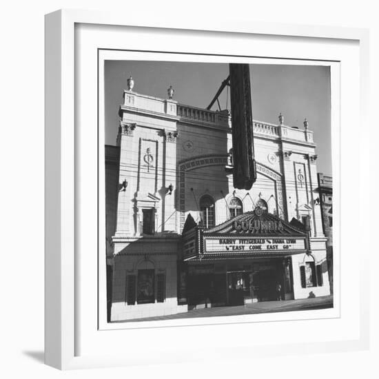 Columbia Theater on Broadway, Showing Barry Fitzgerald and Diana Lynn in "Easy Come Easy Go"-Walker Evans-Framed Photographic Print