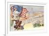 Columbia with Flag on Capitol Hill-null-Framed Premium Giclee Print