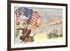 Columbia with Flag on Capitol Hill-null-Framed Premium Giclee Print