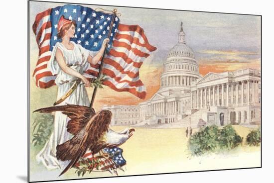 Columbia with Flag on Capitol Hill-null-Mounted Premium Giclee Print