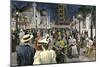 Columbian Exposition Visitors Strolling Along the Midway at Night, Chicago 1893-null-Mounted Giclee Print