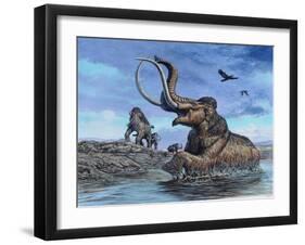 Columbian Mammoth Trapped by Asphalt at La Brea Tar Pits, California-null-Framed Art Print