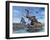 Columbian Mammoth Trapped by Asphalt at La Brea Tar Pits, California-null-Framed Art Print