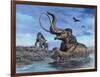 Columbian Mammoth Trapped by Asphalt at La Brea Tar Pits, California-null-Framed Art Print