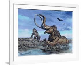 Columbian Mammoth Trapped by Asphalt at La Brea Tar Pits, California-null-Framed Art Print