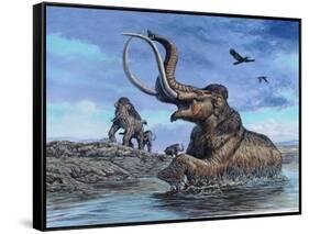 Columbian Mammoth Trapped by Asphalt at La Brea Tar Pits, California-null-Framed Stretched Canvas