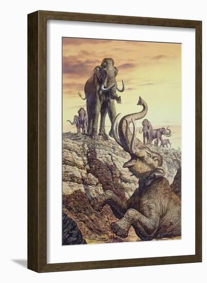 Columbian Mammoth Trapped in a Sinkhole-null-Framed Art Print