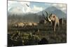 Columbian Mammoths and Bison Roam the Ancient Plains of North America-null-Mounted Art Print