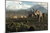 Columbian Mammoths and Bison Roam the Ancient Plains of North America-null-Mounted Premium Giclee Print