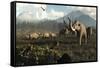 Columbian Mammoths and Bison Roam the Ancient Plains of North America-null-Framed Stretched Canvas