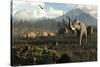 Columbian Mammoths and Bison Roam the Ancient Plains of North America-null-Stretched Canvas