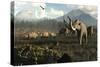 Columbian Mammoths and Bison Roam the Ancient Plains of North America-null-Stretched Canvas