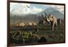 Columbian Mammoths and Bison Roam the Ancient Plains of North America-null-Framed Art Print