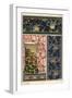 Columbine flower, Aquilegia vulgaris, in patterns for wallpaper, fabric and vase.-null-Framed Premium Giclee Print