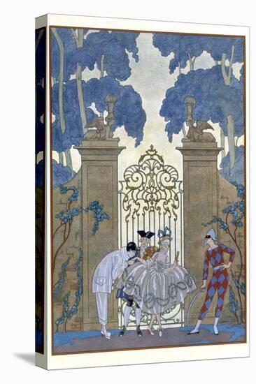 Columbine, Illustration For Fetes Galantes by Paul Verlaine-Georges Barbier-Stretched Canvas