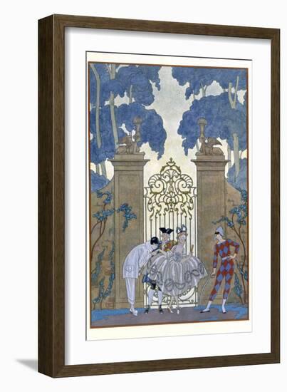 Columbine, Illustration For Fetes Galantes by Paul Verlaine-Georges Barbier-Framed Giclee Print
