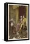 Columbus Agrees Terms with King Ferdinand and Queen Isabella-null-Framed Stretched Canvas