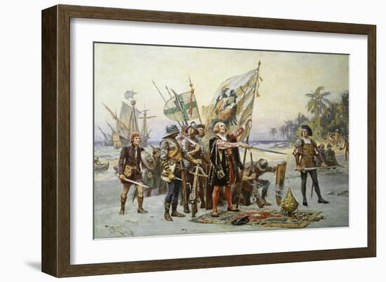 Columbus at San Salvador-Jean Leon Gerome Ferris-Framed Giclee Print