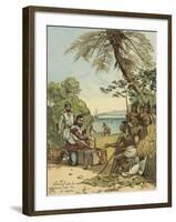 Columbus Bartering with Native Americans for Supplies-Andrew Melrose-Framed Giclee Print