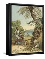 Columbus Bartering with Native Americans for Supplies-Andrew Melrose-Framed Stretched Canvas