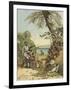 Columbus Bartering with Native Americans for Supplies-Andrew Melrose-Framed Giclee Print