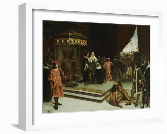 Columbus Before the Spanish Court after His Return from the Americas, 1894-Jose Agustin Arrieta-Framed Giclee Print