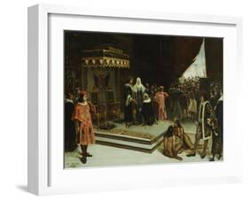 Columbus Before the Spanish Court after His Return from the Americas, 1894-Jose Agustin Arrieta-Framed Giclee Print