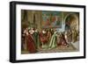 Columbus Brought in Chains Before Ferdinand and Isabella by Bobadilla, c.1500-null-Framed Giclee Print