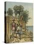 Columbus Building a Fort in Haiti-Andrew Melrose-Stretched Canvas