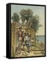 Columbus Building a Fort in Haiti-Andrew Melrose-Framed Stretched Canvas
