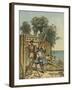 Columbus Building a Fort in Haiti-Andrew Melrose-Framed Giclee Print