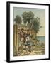 Columbus Building a Fort in Haiti-Andrew Melrose-Framed Giclee Print