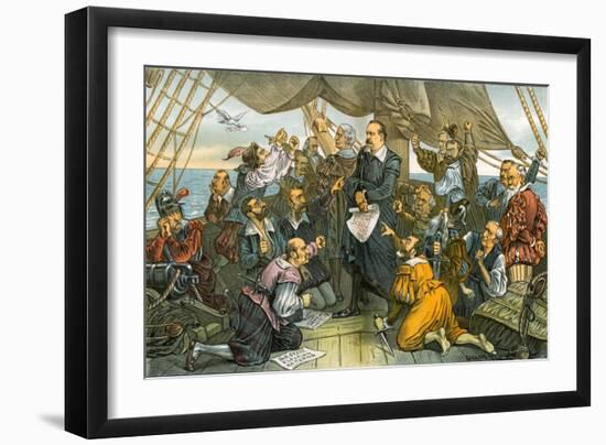 Columbus Cleveland and His Mutinous Crew - This Ship Shall Not Turn Back! 1885-Bernard Gillam-Framed Giclee Print