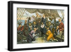 Columbus Cleveland and His Mutinous Crew - This Ship Shall Not Turn Back! 1885-Bernard Gillam-Framed Giclee Print